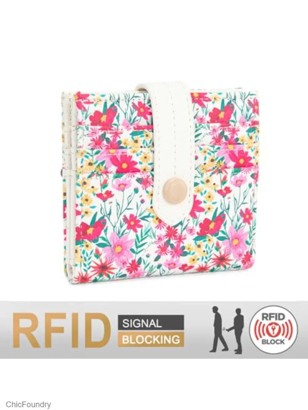 Slim Bifold Wallet RFID Blocking Vegan Leather Card Holder with Coin Pocket